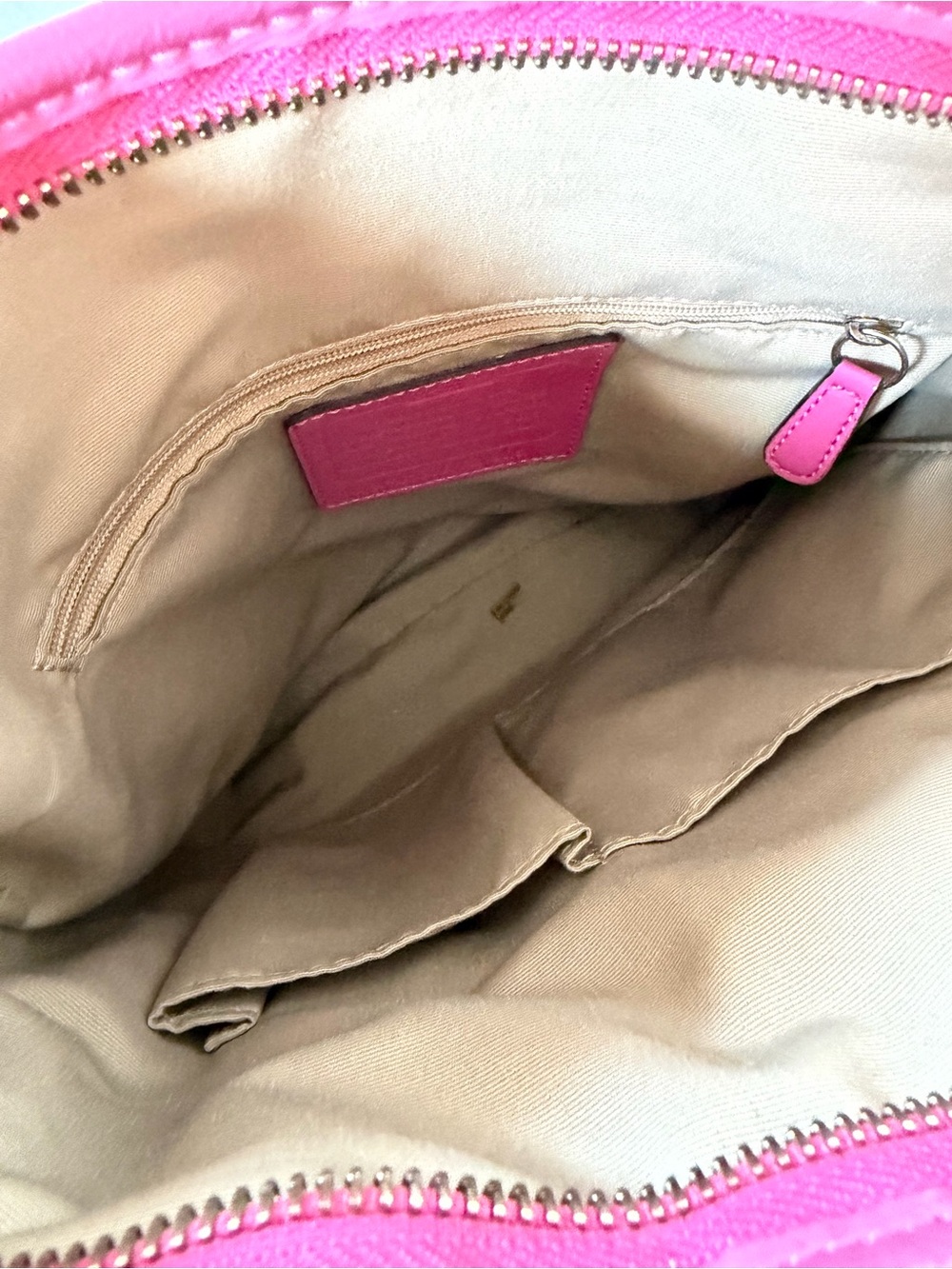 Coach Signature Stripe Crossbody Bag Khaki Brown Pink F21905 - Picture 3 of 5